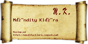 Mándity Klára névjegykártya